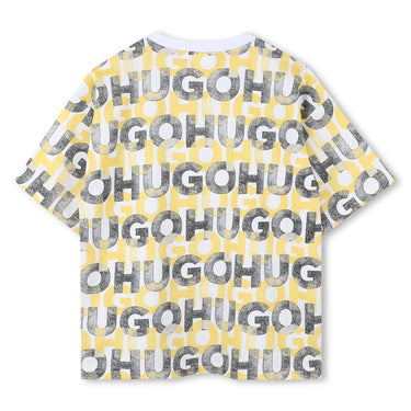 HUGO Playera para niño y adolescente all over logo, en tonos claros